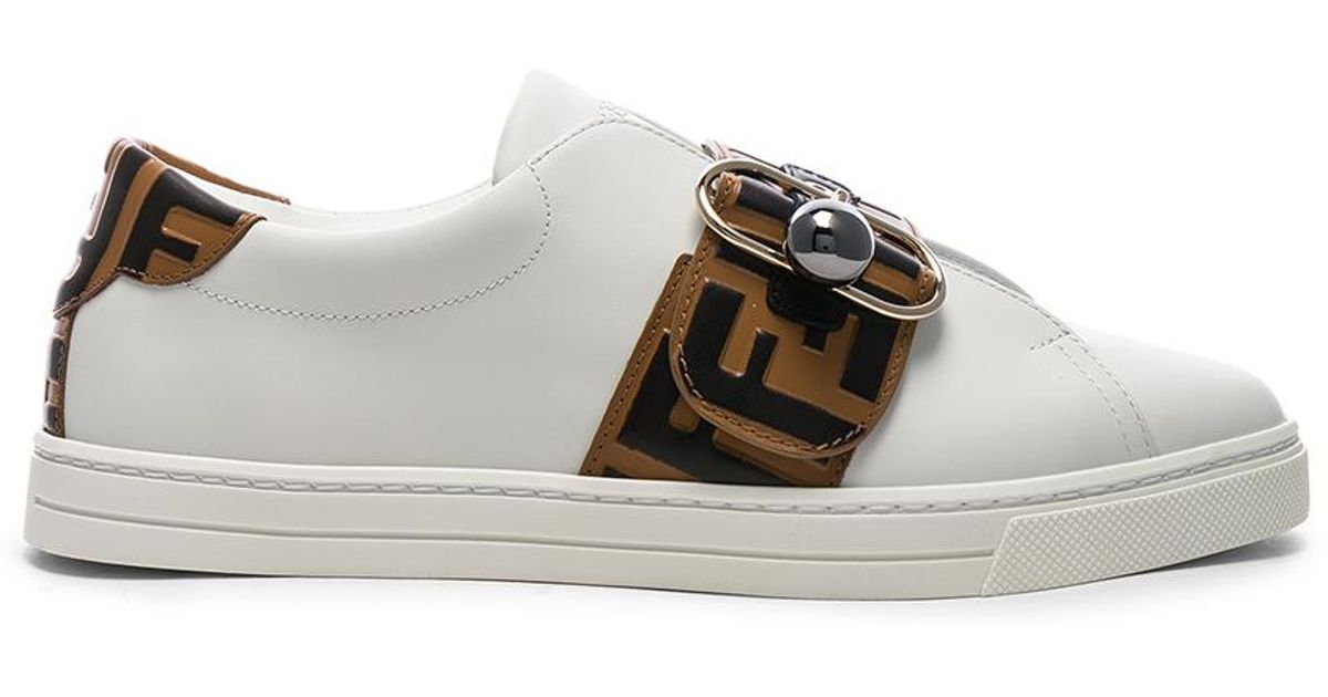 Fendi Pearland Leather Low-top Sneakers 