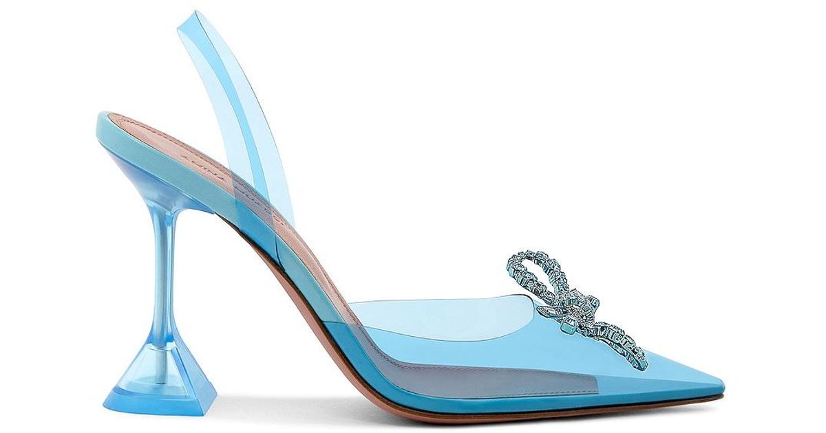AMINA MUADDI Leather Rosie Glass Heel in Blue | Lyst