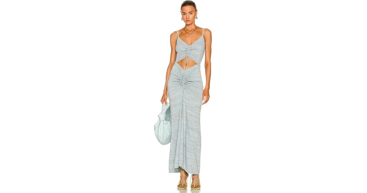 Christopher Esber Synthetic Ruched Disconnect Knit Cami Dress in Ice Blue & Grey Marle (Gray) - Lyst