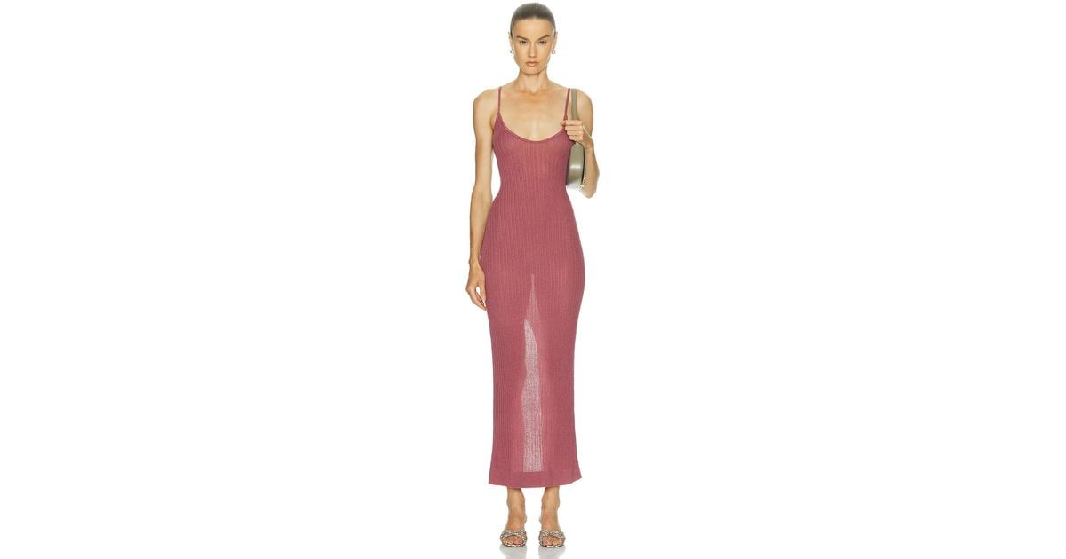 fitted knit midi dress Keilani High Neck Open Knit Midi Dress