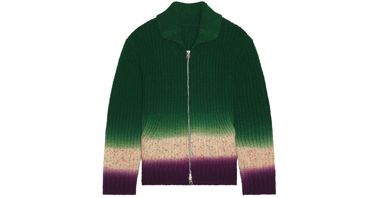 Sacai Garment Dye Wool Knit Cardigan in Green for Men | Lyst