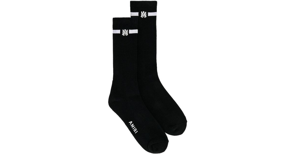 Amiri Cotton Small Ma Solid Socks in Black for Men - Lyst
