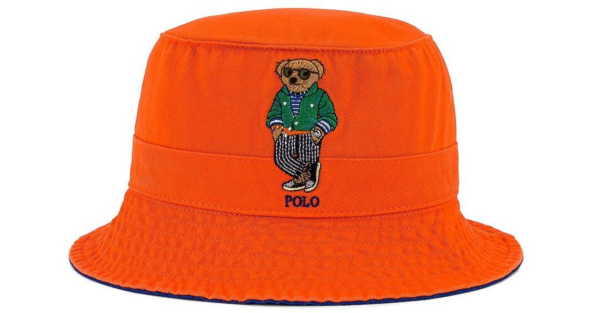 Polo Ralph Lauren Cotton Bucket Hat in Orange for Men - Lyst