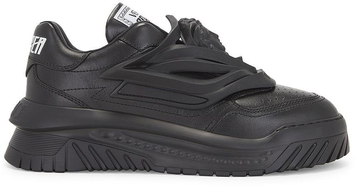 Versace Leather Vitello Nappato Sneaker in Nero (Black) for Men | Lyst