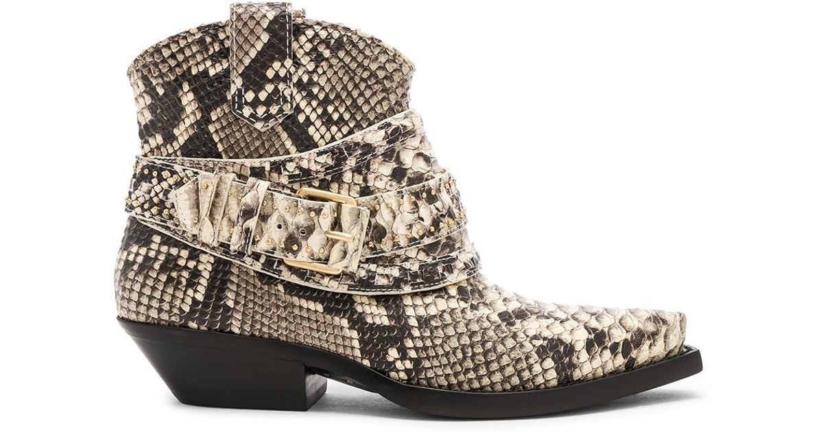 Leather Snakeskin Embossed Cowboy Boots 