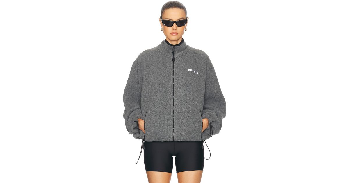 miu miu グレー ジップアップジャケット miu miu グレー ジップアップジャケット Miu Miu Zip-Up Hoodie XS