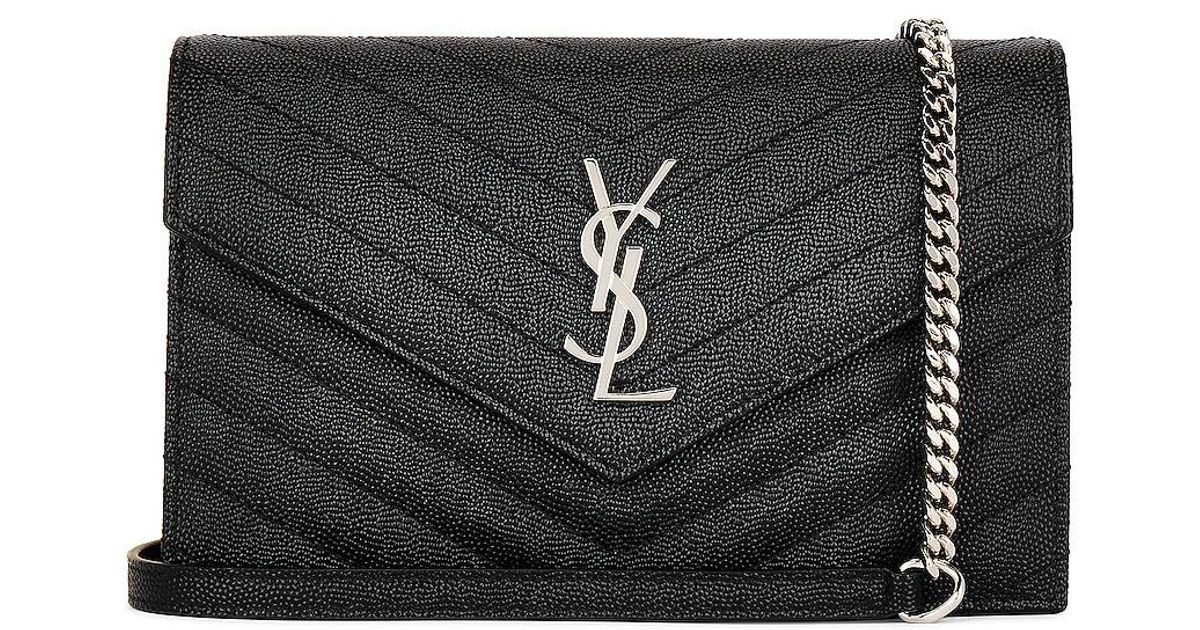 Saint Laurent Cassandra Envelope Chain Wallet Bag in Black Lyst