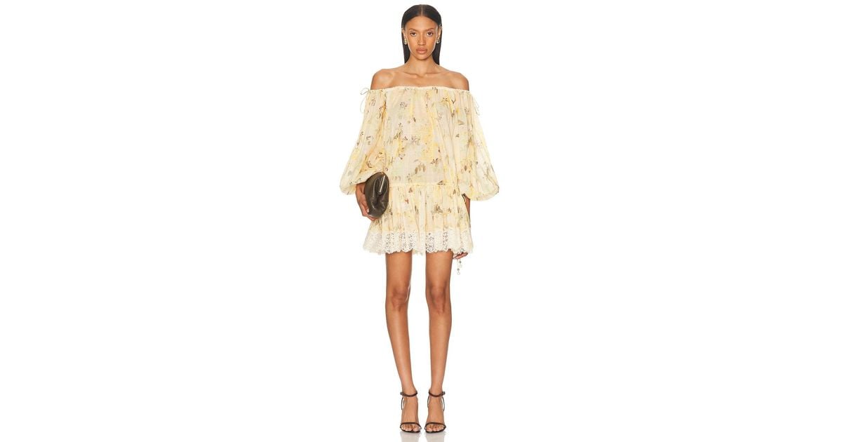 Zimmermann Cascadian Tiered Mini Dress in Natural | Lyst