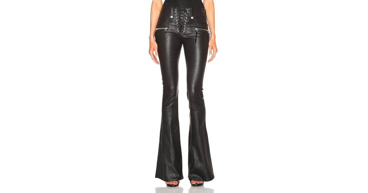 front lace up leather pants