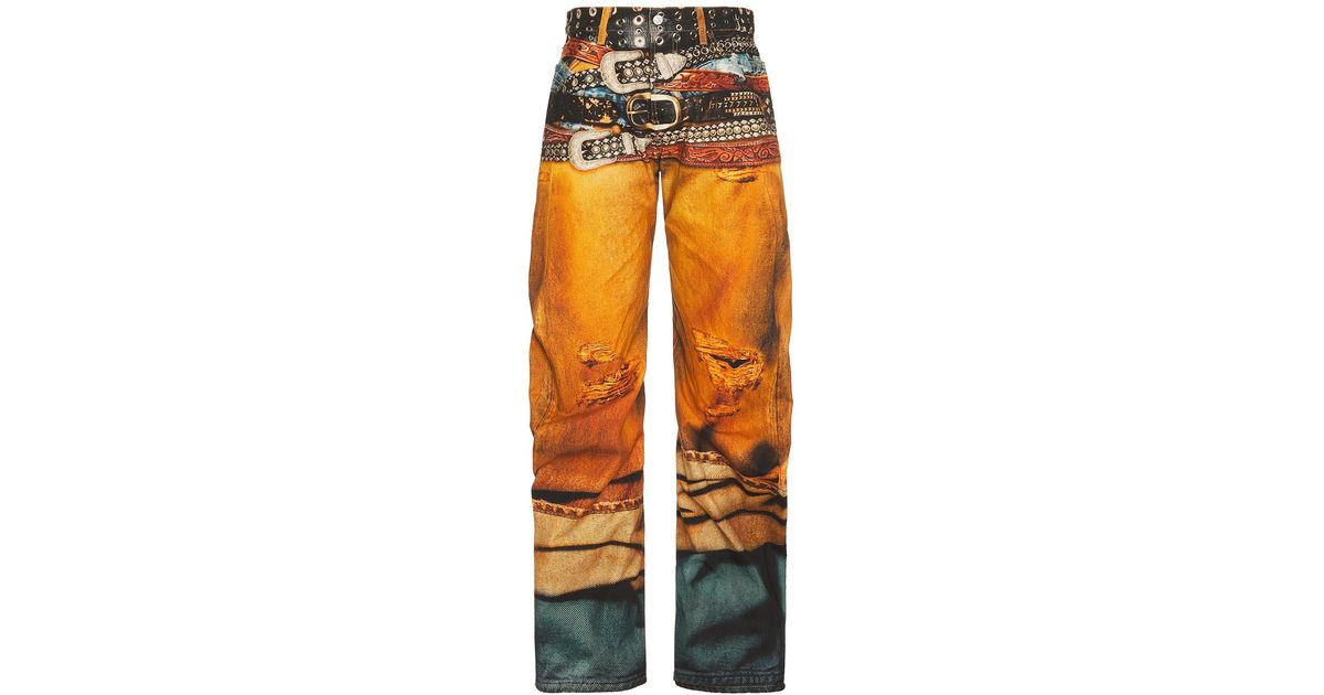 Acne Studios 2006M Stacked Belts Trompe L'Oeil Denim Jean in