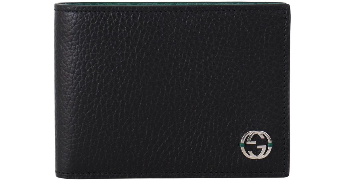 Gucci Black & Green Leather GG Logo Bifold Wallet for Men Lyst UK