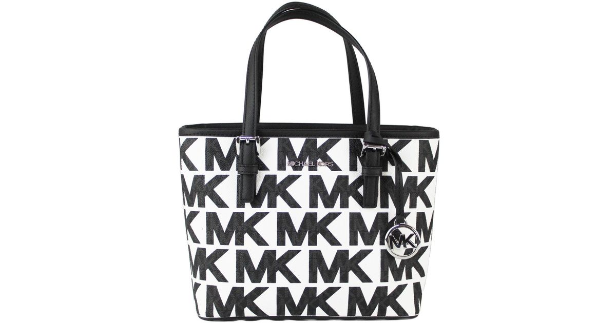 Michael Kors Leather Jet Set Small Xs Optic White Multi Carryall