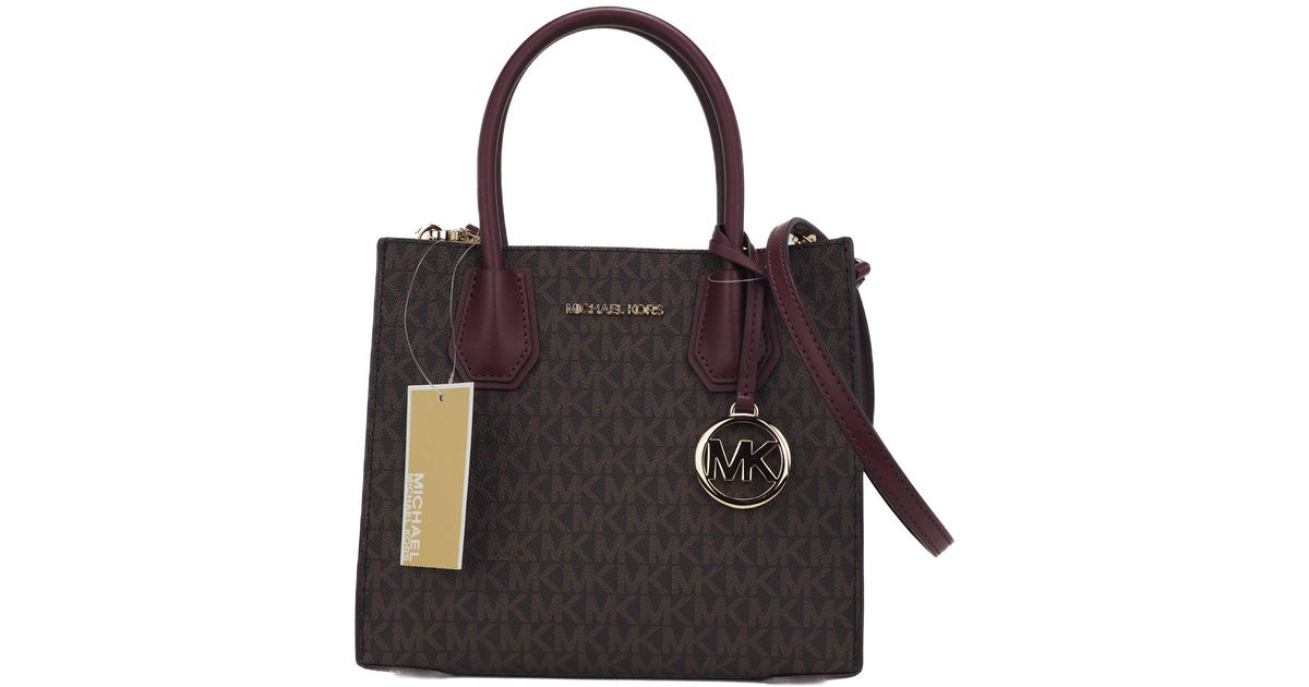 Michael Kors Mercer Medium Leather Messenger Crossbody Handbag (brown
