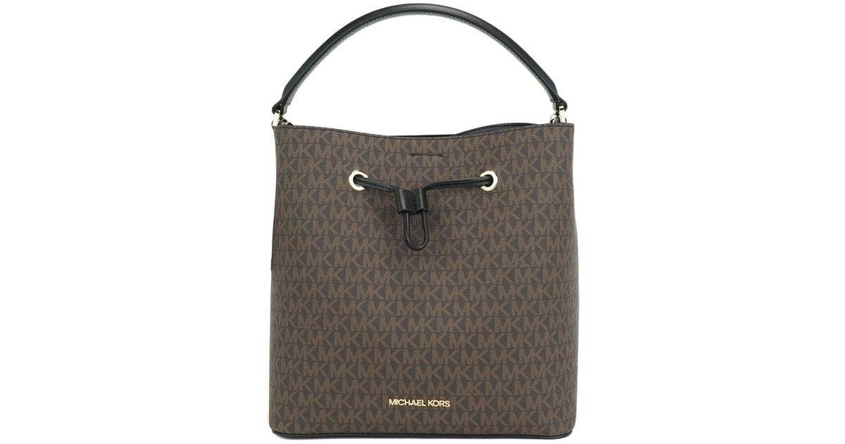 Michael Kors Canvas Suri Large Signature Pvc Convertible Bucket Bag To