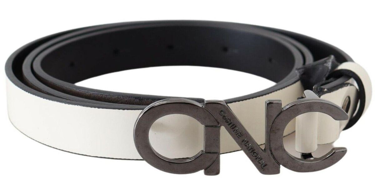 CoSTUME NATIONAL Belt Mettalic Gray Leather Logo Belt in Black Lyst UK