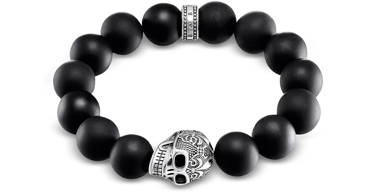 Thomas Sabo Skull Sterling Silver Men S Bracelet W Obsidian Thomas Sabo Skull Sterling Silver