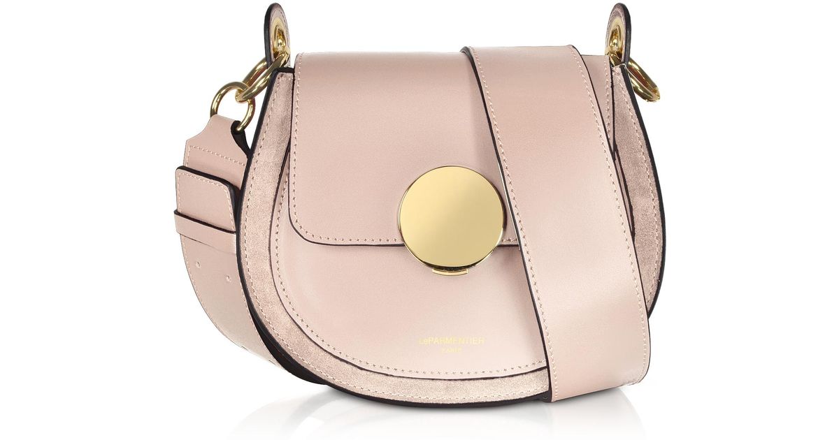 le parmentier yucca suede and leather shoulder bag
