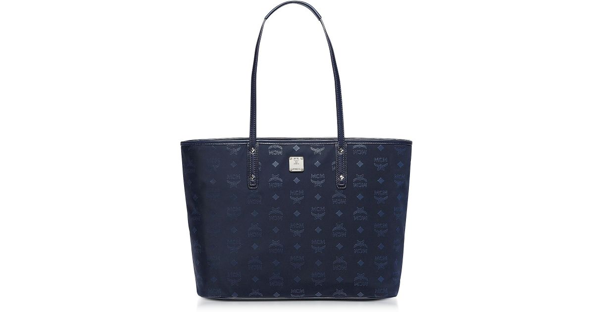 navy blue mcm tote bag