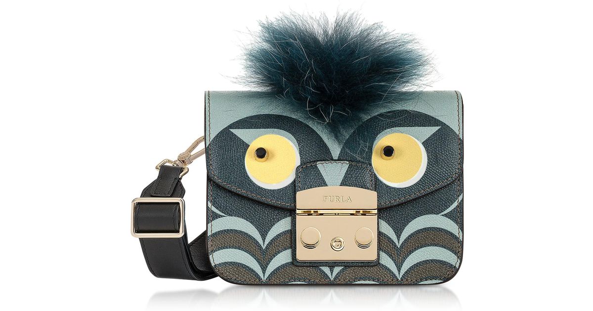 Furla Blue Metropolis Jungle Owl Mini Crossbody Bag Furla Blue Metropolis Jungle Owl Mini Crossbody Bag