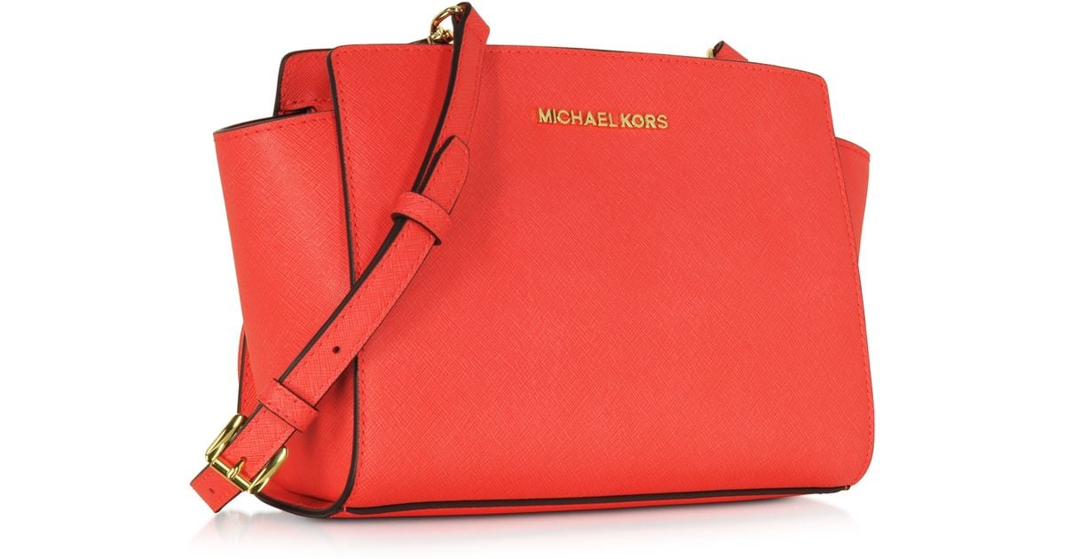 Michael kors Selma Medium Coral Reef Saffiano Leather Messenger Bag in