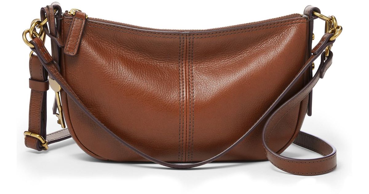 Fossil Leather Jolie Baguette in Brown Lyst