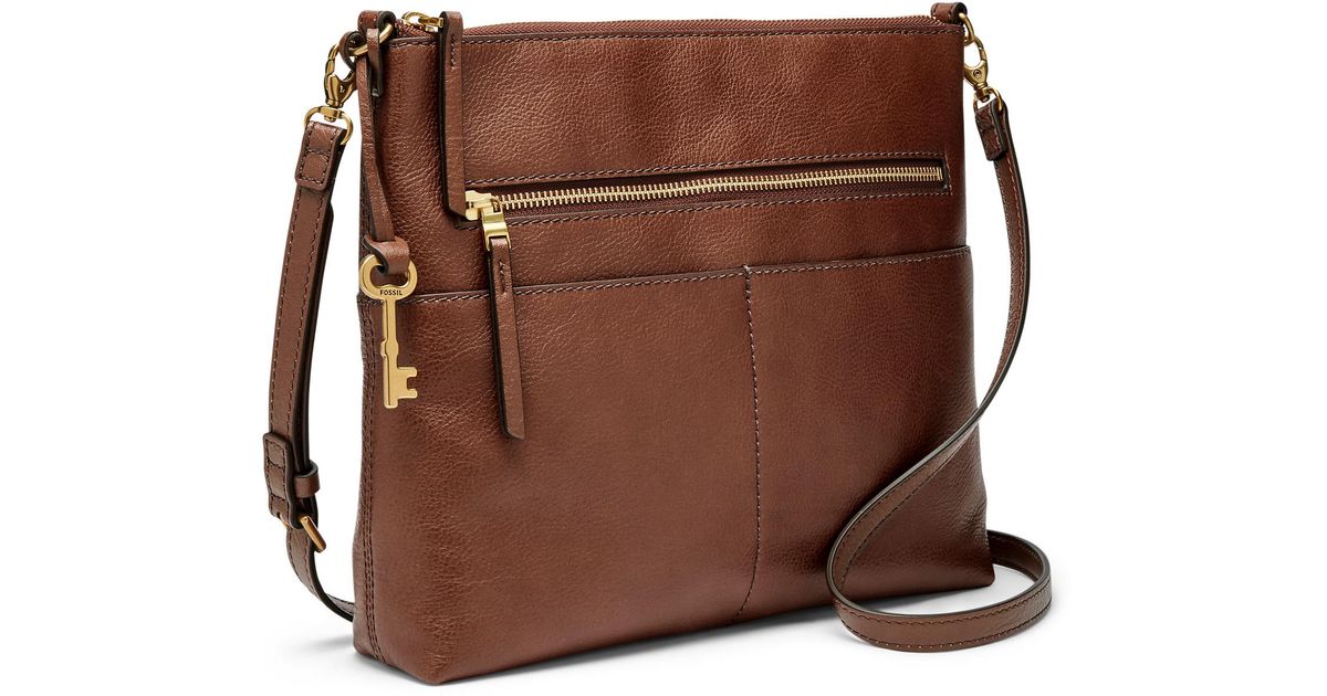 Fossil Fiona Faux Leather Small Crossbody Purse Handbag in Brown/Black (Brown) Save 53 Lyst