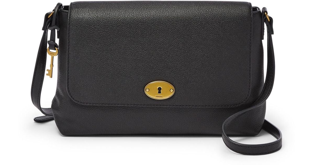 Fossil Leather Gabriella Medium Flap Crossbody in Black Lyst