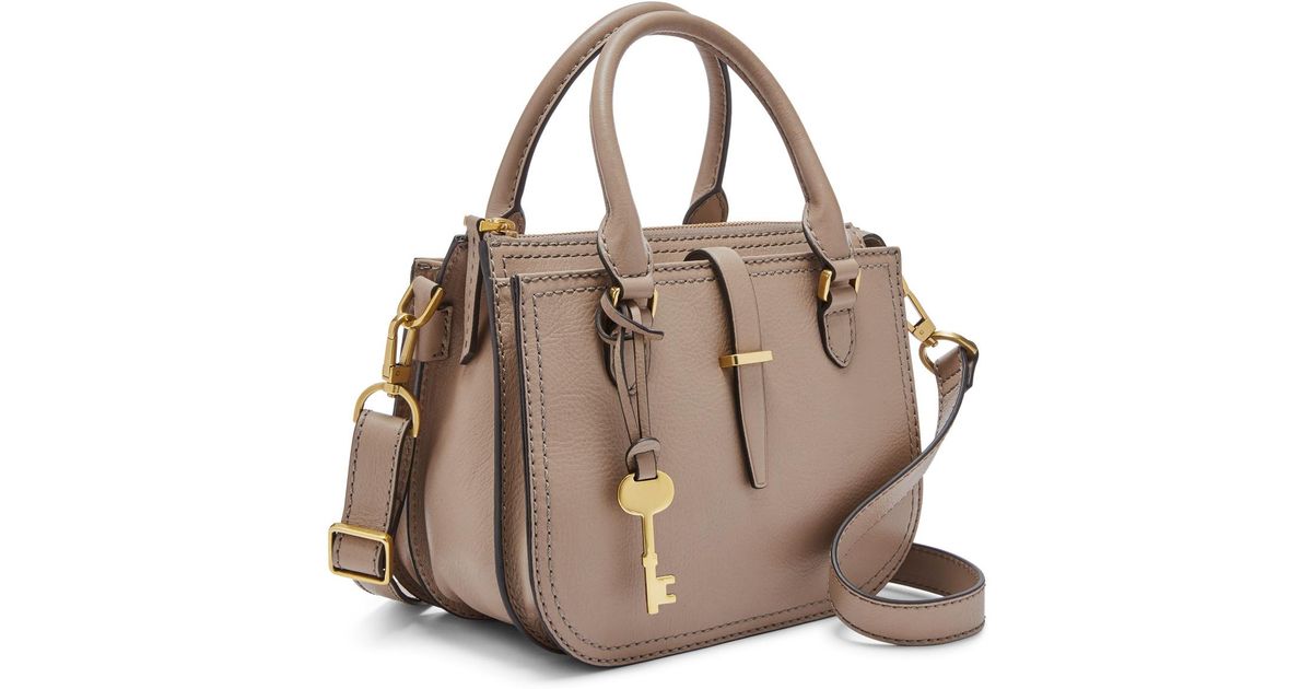 Fossil Leather Ryder Mini Satchel Handbags Light Taupe - Lyst