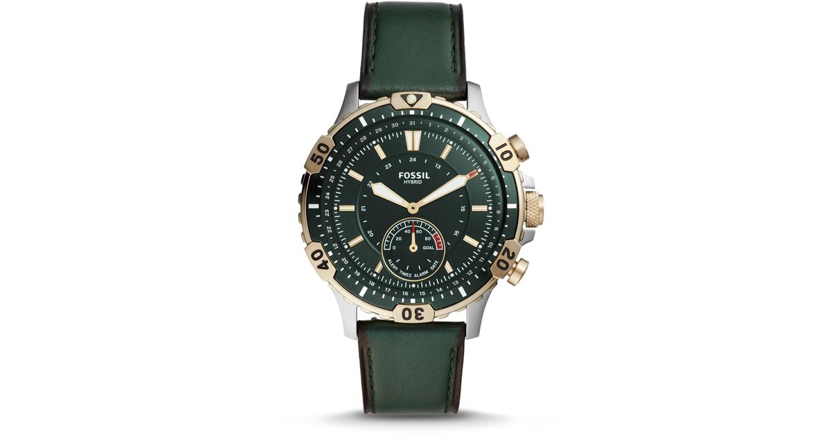 Hybrid smartwatch garrett dark green leather sales