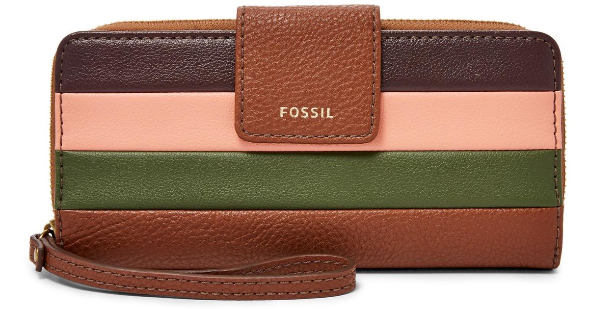 Fossil Madison Zip Clutch in Brown Lyst