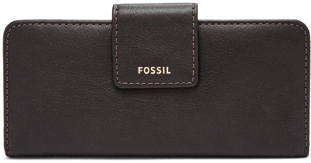 Fossil Leather Madison Slim Clutch Wallet Swl2227001 in Black Lyst