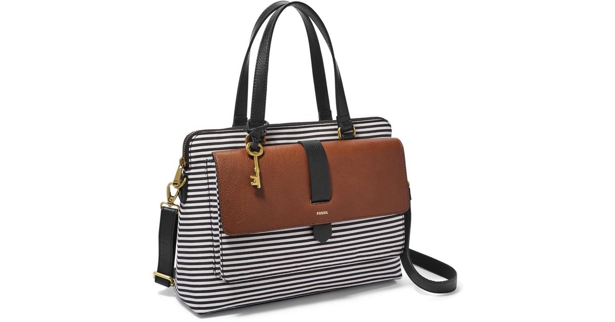 Fossil Cotton Kinley Satchel in Black 