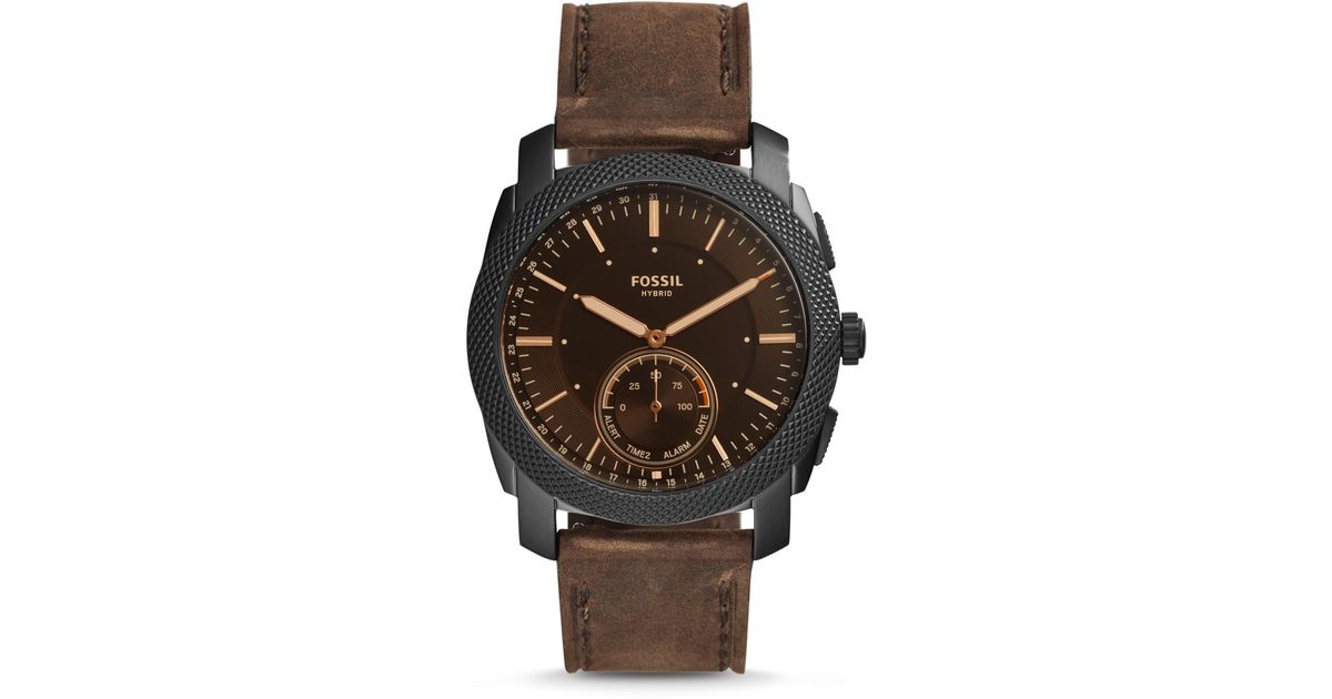 Fossil Hybrid Smartwatch Machine Dark Brown Leather for Men - Lyst