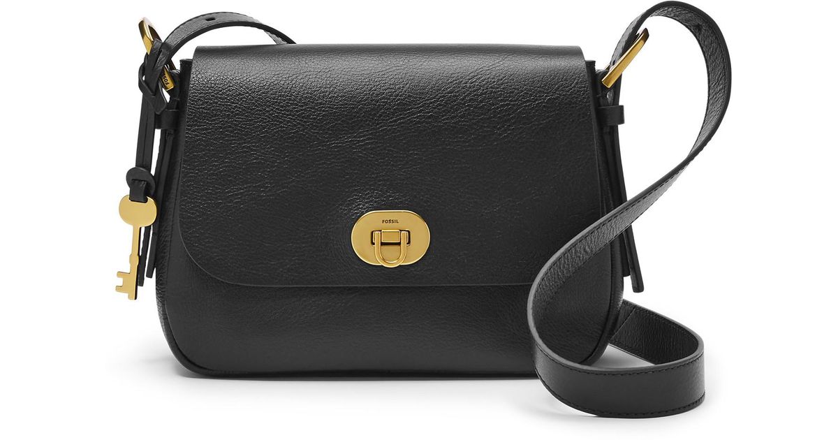 Fossil Leather Harper Small Flap Crossbody in Black Lyst