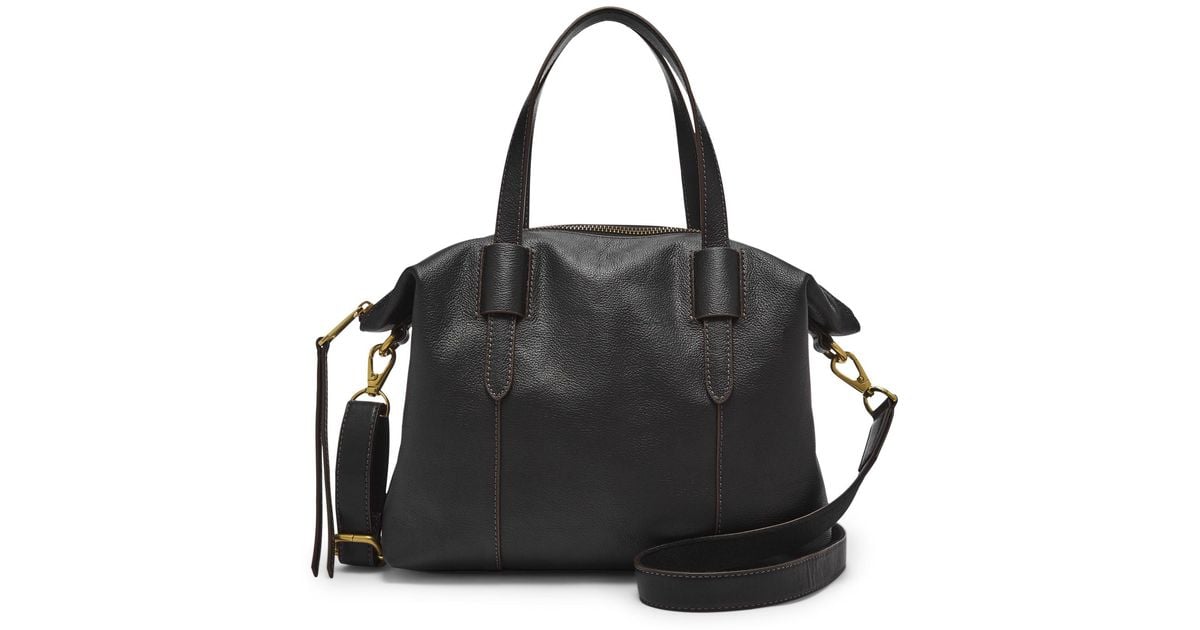 fossil black leather satchel
