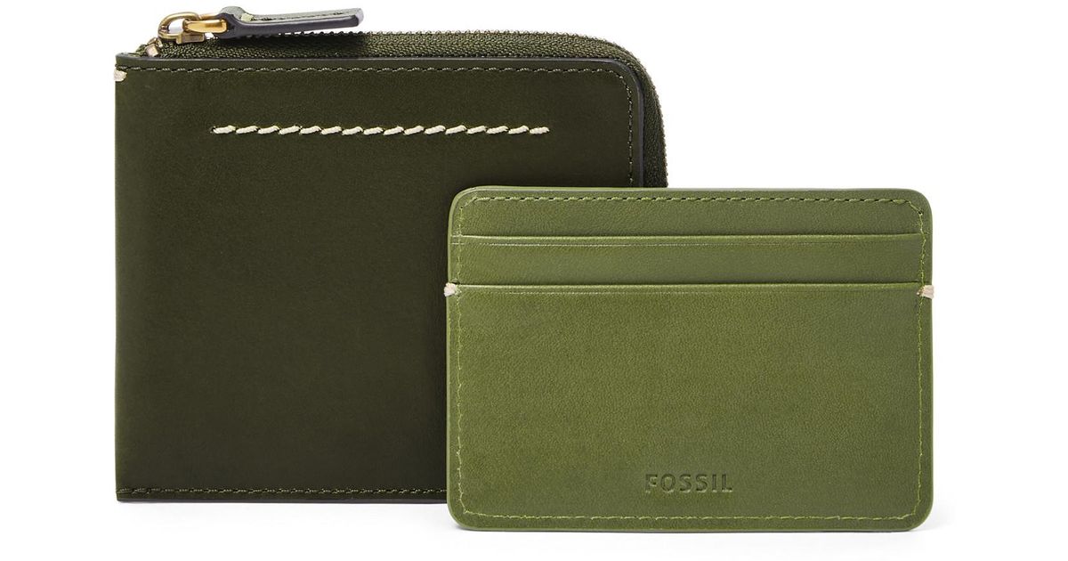 Fossil Westover L Zip Card Case in Green for Men Lyst