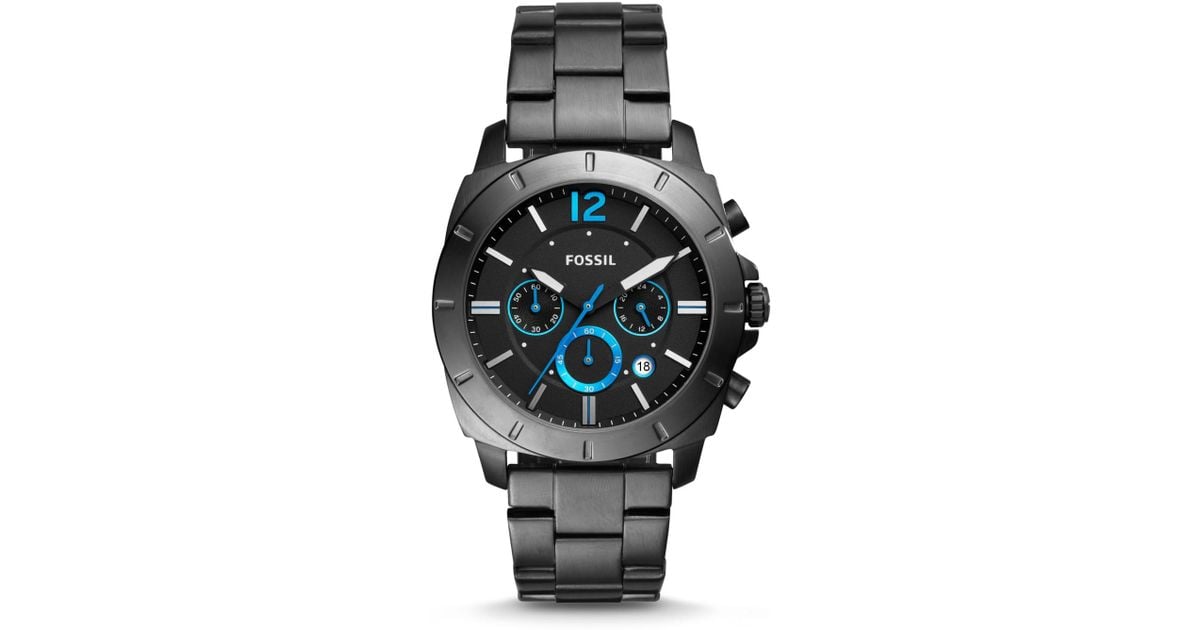 fossil privateer sport chronograph smoke stainless steel watch