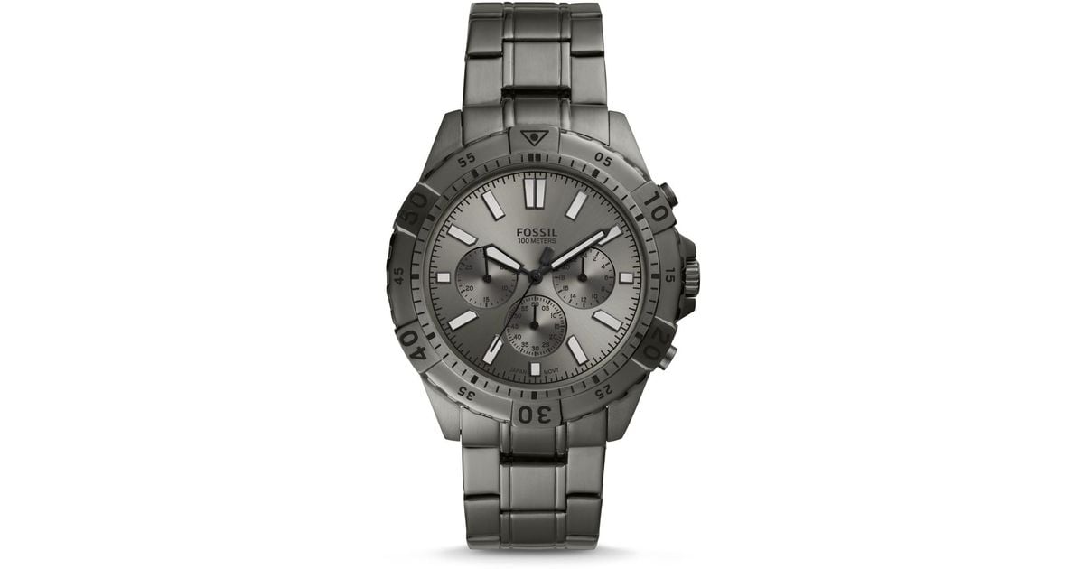 fossil privateer sport chronograph smoke stainless steel watch