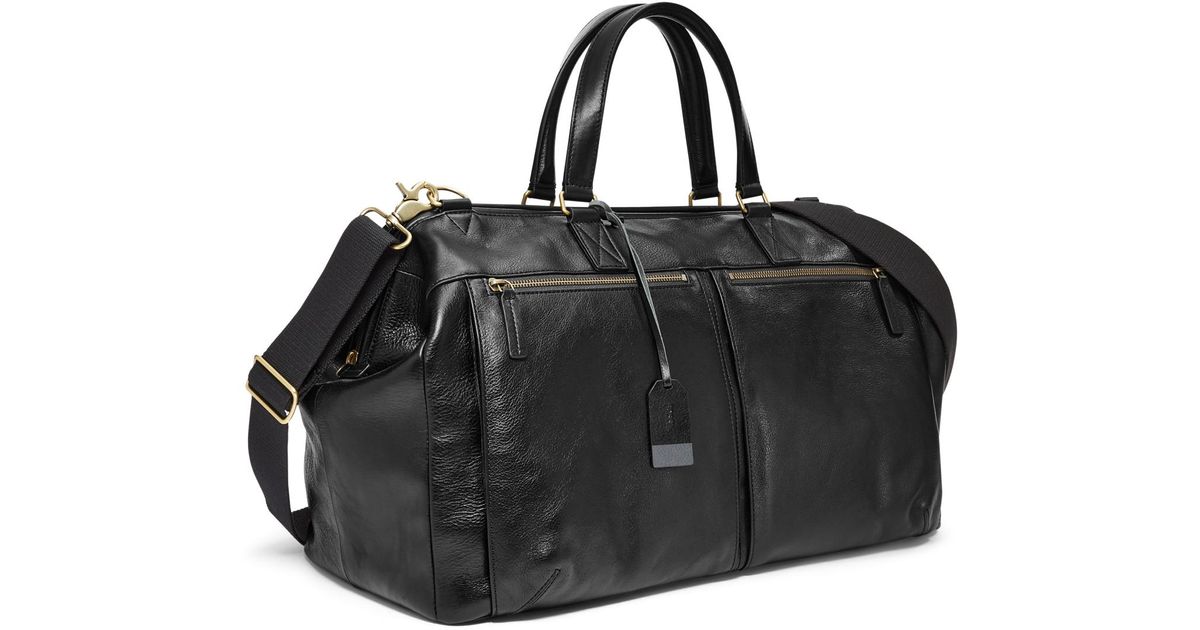 Fossil Defender Leather Travel Duffle Luggage Bag in Black for Men | Lyst  Canada