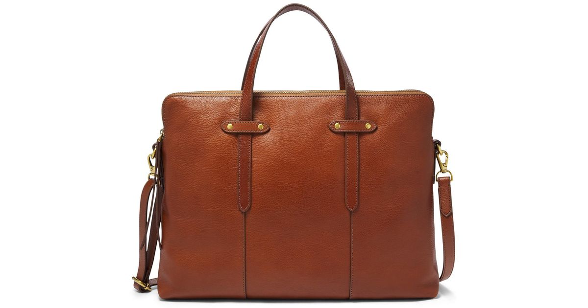 fossil leather laptop bag