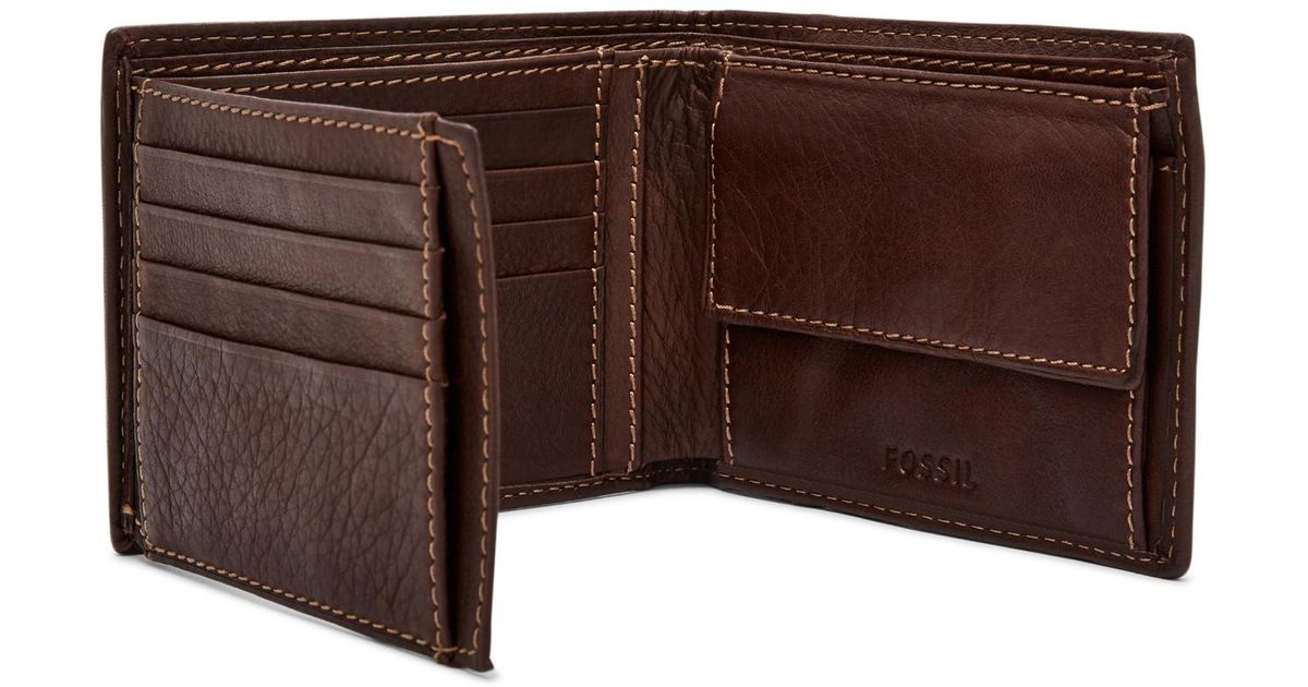 Fossil Leather Lufkin International Traveler Wallet Sml1391201 in Brown