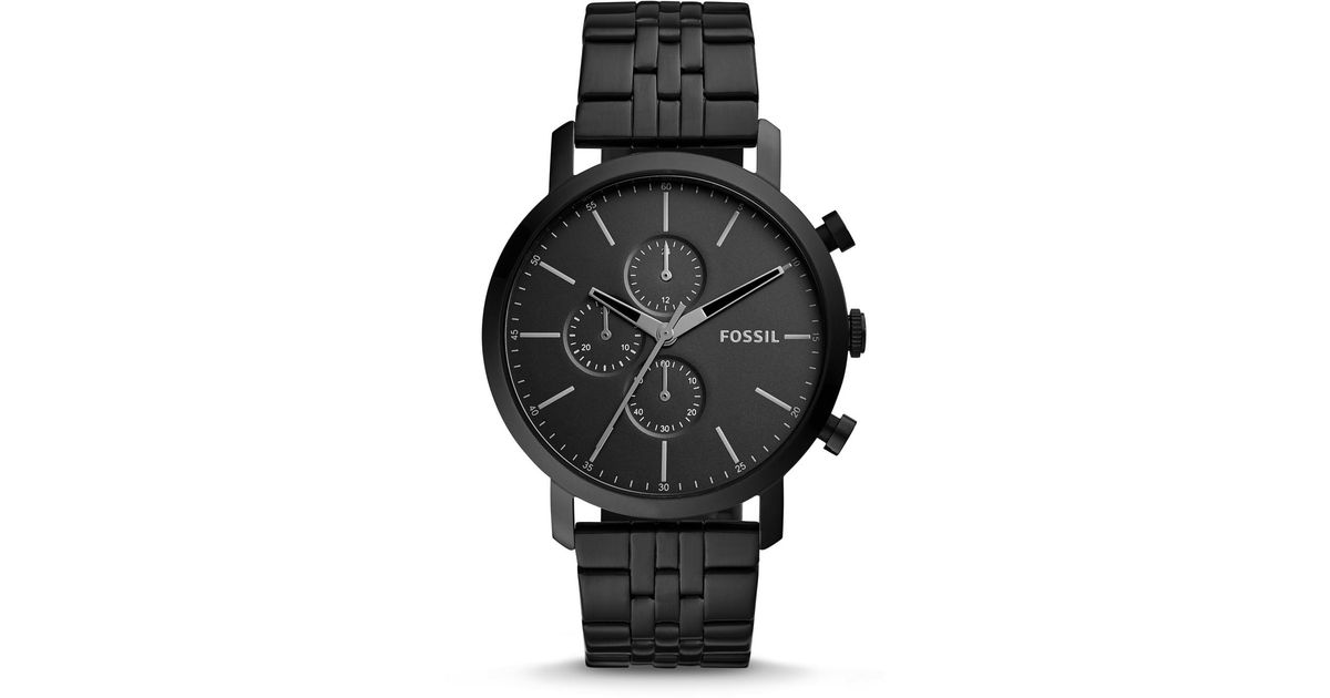 Fossil Luther Chronograph Black Stainless Steel Watch Jewelry for Men ...