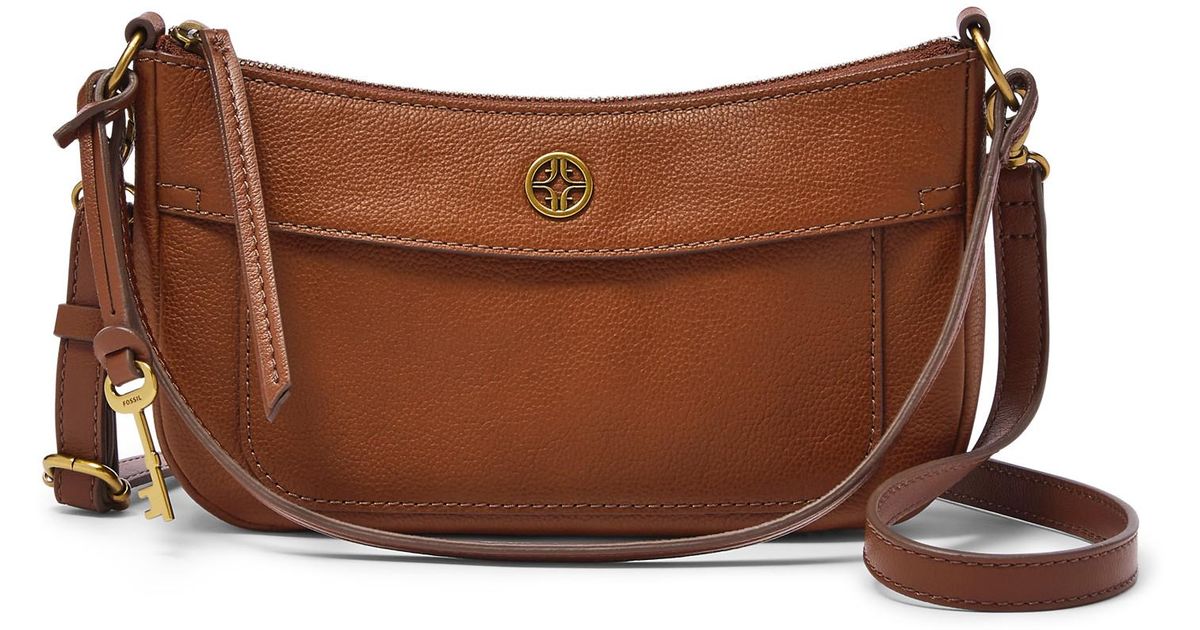 Fossil Leather Skylar Mini Baguette in Brown Lyst