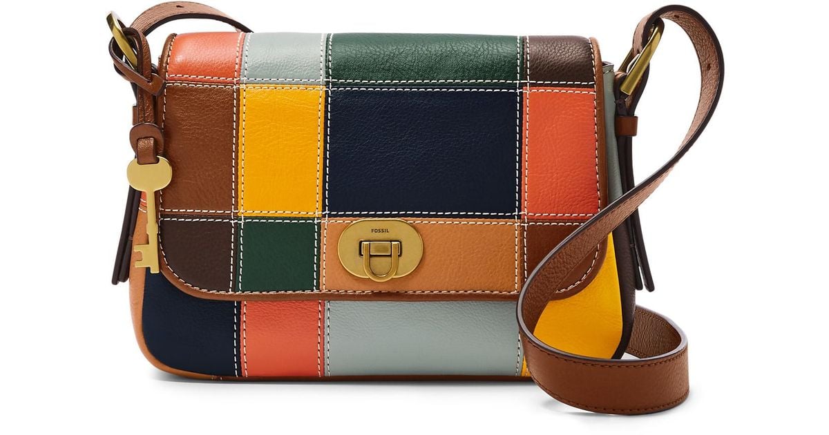 Fossil Leather Harper Small Flap Crossbody in Blue Lyst