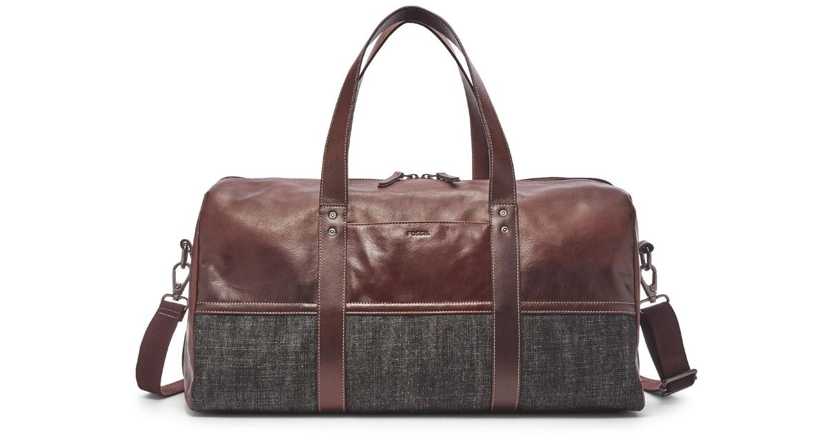 Fossil Leather Kenton Duffle in Brown 