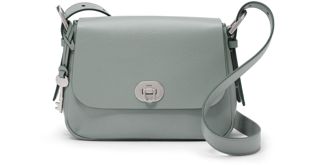 Fossil Leather Harper Small Flap Crossbody in Gray Lyst