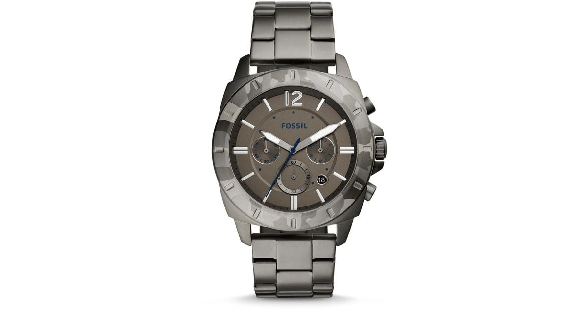 fossil privateer sport chronograph smoke stainless steel watch