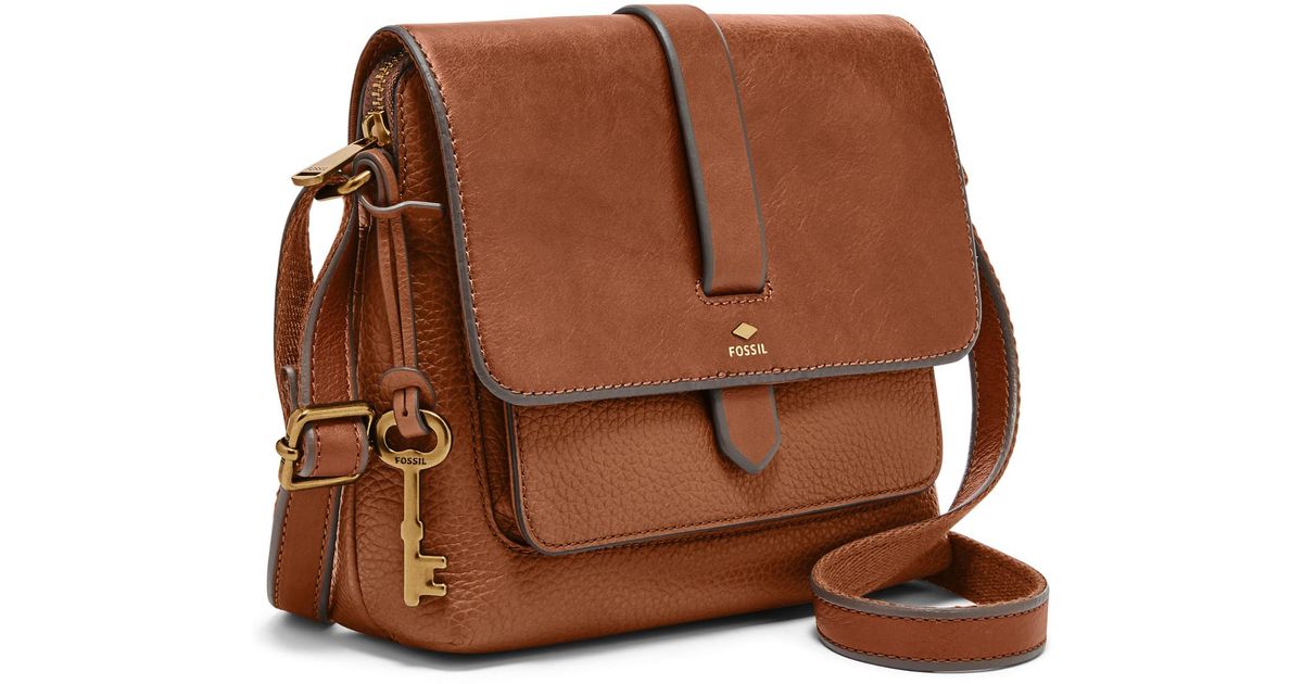 Fossil Kinley Small Leather Crossbody in Brown/Gold (Brown) Lyst