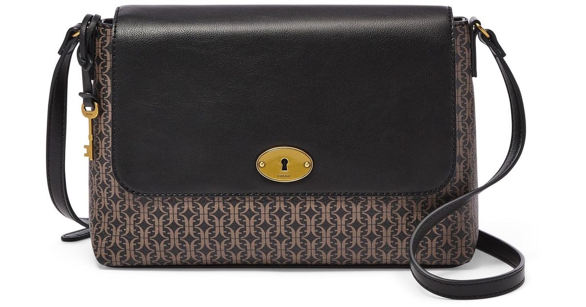 Fossil Gabriella Medium Flap Crossbody in Black Lyst
