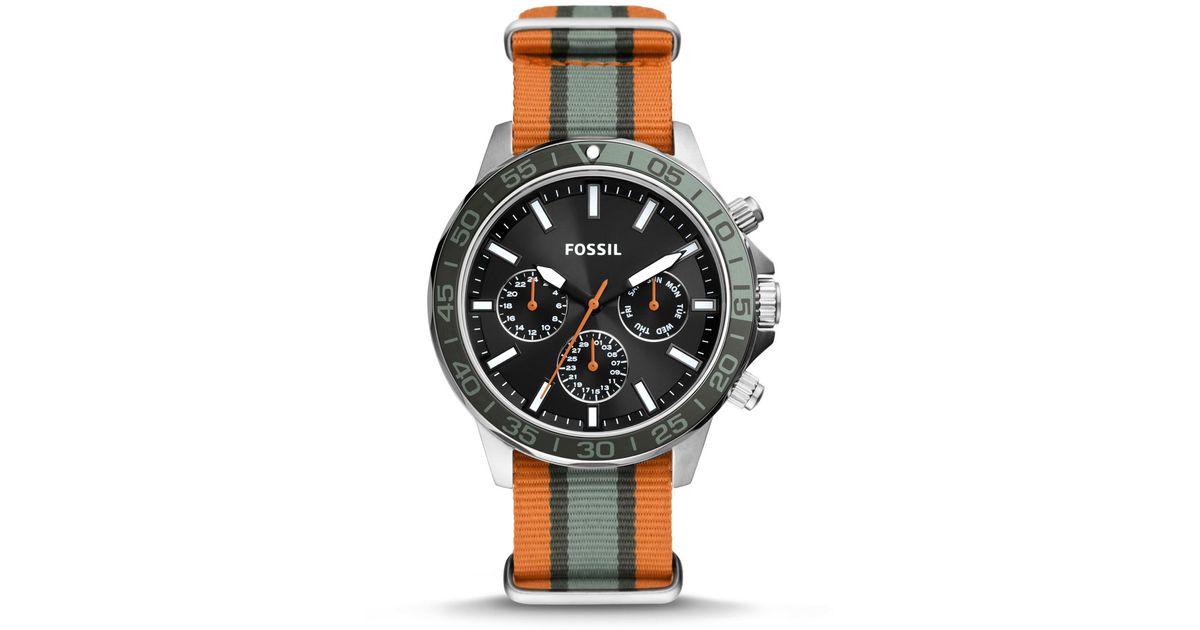 Orange Stripe Nylon Watch for Men 